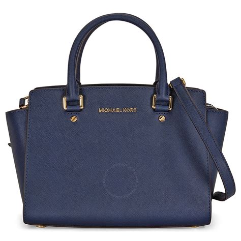 michael michael kors handbag selma medium satchel navy|Michael Kors selma medium.